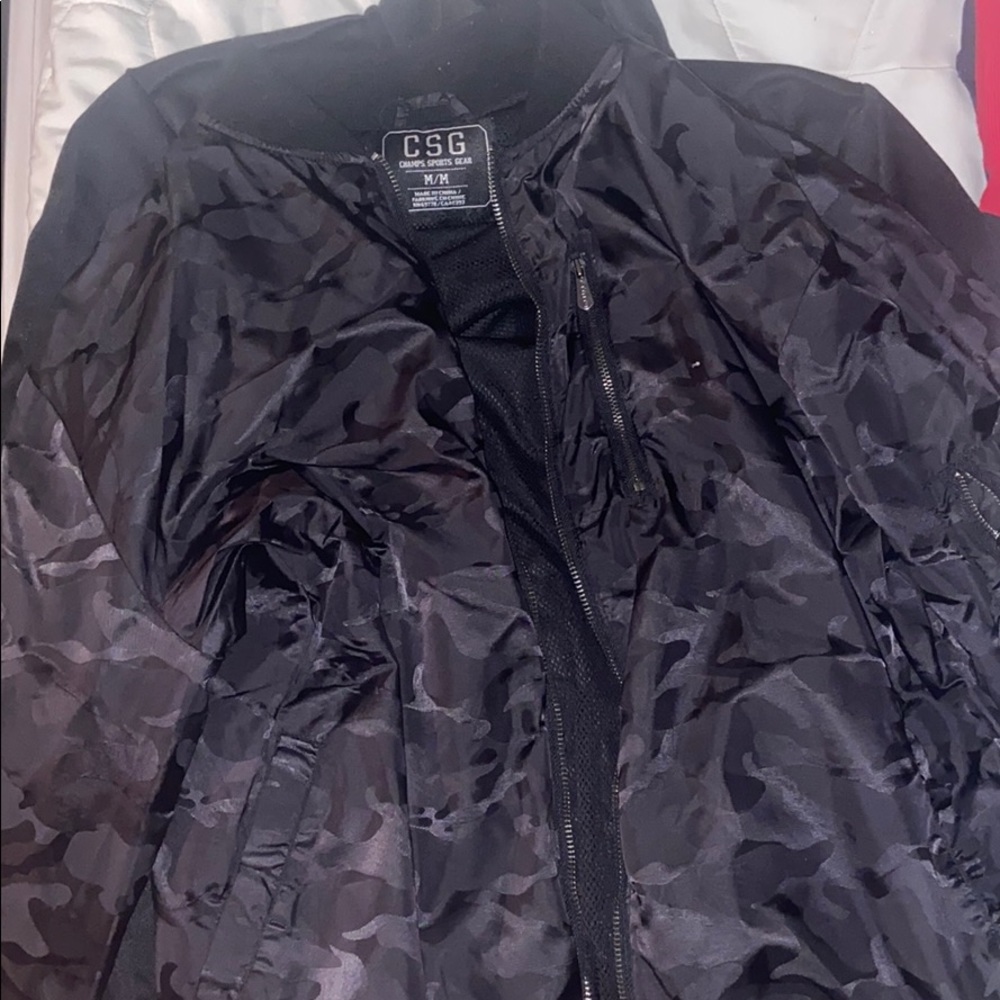 black camo bomber jacket